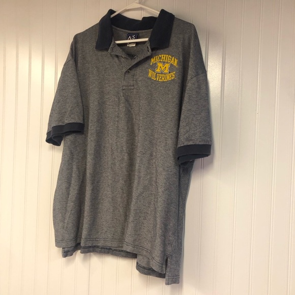 SA Sports Gray Navy Michigan Wolverines Polo Shirt NCAA XL Vintage - Picture 2 of 4